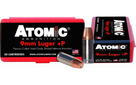 Atomic 00409 Pistol 9mm Luger +P 124 gr Bonded Match Hollow Point - 50rd Box