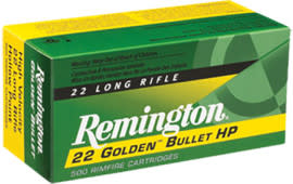 Remington Ammunition 21008 Golden Bullet 22 LR 36 gr Plated Hollow Point - 50rd Box