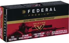 Federal GM224VLK1 Gold Medal 224 Valkyrie 90 GR Sierra MatchKing Boat Tail Hollow Point - 20rd Box