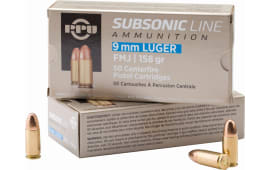 PPU PPS9MM Subsonic 9mm Luger 158 GR Full Metal Jacket - 50rd Box