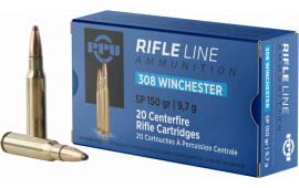 PPU PP3081 Standard Rifle 308 Winchester/7.62 NATO 150 GR Soft Point - 20rd Box