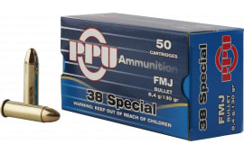 PPU PPH38SF Handgun 38 Special 130 GR Full Metal Jacket - 50rd Box