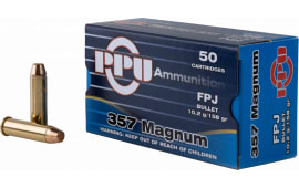 PPU PPH357MF Handgun 357 Magnum 158 GR Flat Point Jacketed - 50rd Box