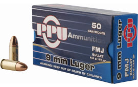 PPU PPH9F2 Handgun 9mm Luger 124 GR Full Metal Jacket - 50rd Box