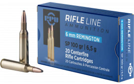 PPU PP6R Standard Rifle 6mm Remington 100 GR Soft Point - 20rd Box