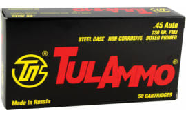 Tulammo .45 ACP 500 Round Case - Centerfire Handgun Ammunition - 230 GR FMJ - 500 Rounds - Mfg # TA452300 -  Russian Tula Ammunition
