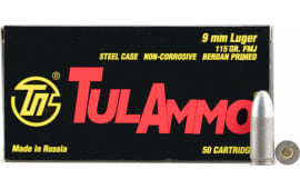 Tula Ammo by Ammo Inc TA919150 Centerfire Handgun 9mm Luger 115 gr Full Metal Jacket (FMJ) - 50rd Box