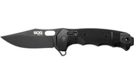 S.O.G SOG-12-21-02 Seal XR 3.90" Folding Clip Point Plain Black Cerakote S35VN SS Blade Black/GRN Handle Includes Belt Clip