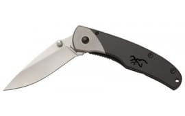 Browning 3220320 Mountain Ti2 Small 2" Folding Drop Point Plain Satin 7Cr17MoV SS Blade/ Black/Gray 420 Stainless Steel Handle