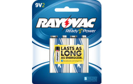 Rayovac A1604-2J Alkaline 9 Volt Batteries 2 Pack Card