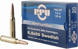 PPU PP30062 Metric Rifle 6.5x55 Swedish 139 GR Full Metal Jacket - 20rd Box