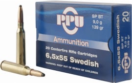 PPU PP30061 Metric Rifle 6.5x55 Swedish 139 GR Soft Point - 20rd Box