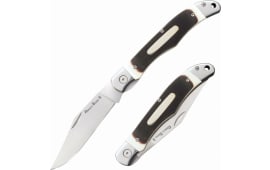 Cold Steel CS20NPM1 Ranch Boss II 4" Folding Plain SK-5 Steel Blade/Faux Sawed Bone Handle Includes Sheath