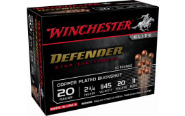 Winchester Ammo SB203PD Defender Copper 20 Gauge 2.75" 20 Pellets 3 Buck Shot - 10sh Box
