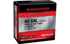 Winchester Ammo  Centerfire Rifle Reloading 222 Rem .224 50 gr Pointed Soft Point (PSP) 100 Per Box