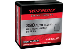 Winchester Ammo  Centerfire Handgun Reloading 380 ACP .356 95 gr Full Metal Jacket (FMJ) 100 Per Box