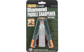 AccuSharp 077C Paddle Sharpener Folding Fine, Coarse Diamond Sharpener Gray/Orange Overmolded Rubber Handle
