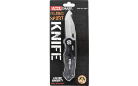 AccuSharp 703C Sport  3" Folding Plain Stainless Steel Blade/Black Anodized Aluminum Handle Includes Belt Clip