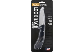 AccuSharp 711C Lockback  3" Folding Clip Point Plain Stainless Steel Blade/Black FRN Handle Includes Allen Wrench