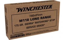 Winchester Ammo SGM118LRW 7.62X51 M118 LR 175 Boat Tail Hollow Point - 20rd Box