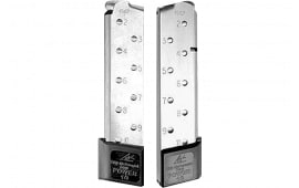 CMC Products 15150 Power Mag  Stainless Steel with Black Base Pad Detachable 10rd 45 ACP for 1911 Government