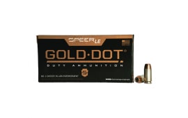 Speer LE Gold Dot, Duty Ammnuition Personal Protection 40 S&W 180 gr Hollow Point (HP) - 50rd Box - 53962