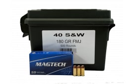 Magtech 40B Range/Training 40 S&W 180 gr Full Metal Jacket Flat Nose (FMJFN) - 500 Round Ammo Can