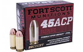 Fort Scott Munitions 450-180-SCV Tumble Upon Impact (TUI) 45 ACP 180 gr Solid Copper Spun - 20rd Box