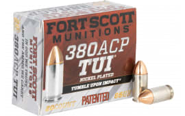 Fort Scott Munitions 380-095-SCV Tumble Upon Impact (TUI) 380 ACP 95 gr Solid Copper Spun - 20rd Box
