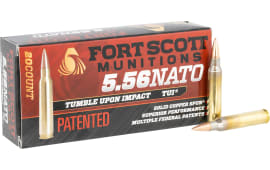 Fort Scott Munitions 556-062-SCV Tumble Upon Impact (TUI) 5.56x45mm NATO 62 gr Solid Copper Spun - 20rd Box