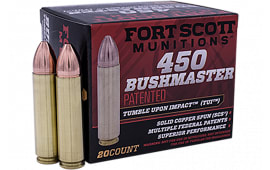 Fort Scott Munitions 450BM-250-SCV Tumble Upon Impact (TUI) 450 Bushmaster 250 gr Solid Copper Spun - 20rd Box