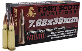 Fort Scott Munitions 762X39-117-SCV Tumble Upon Impact (TUI) 7.62x39mm 117 gr Solid Copper Spun - 20rd Box