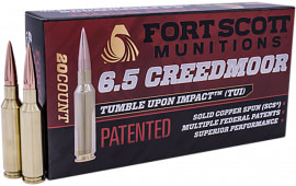 Fort Scott Munitions 65GR-123-SCV2 Tumble Upon Impact (TUI) 6.5 Grendel 123 gr Solid Copper Spun - 20rd Box
