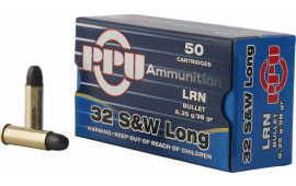 PPU PPH32SW Handgun 32 Smith & Wesson Long 98 GR Lead Round Nose - 50rd Box