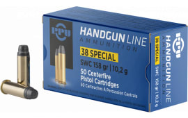 PPU PPH38SS Handgun 38 Special 158 GR Semi-Wadcutter - 50rd Box