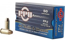 PPU PPH40F Handgun 40 Smith & Wesson (S&W) 165 GR Flat Point Jacketed - 50rd Box