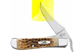 Case 0260 6 RussLock  2.70" Folding RussLock Clip Plain Mirror Polished Tru-Sharp SS Blade/Peach Seed Jigged Amber Bone Handle