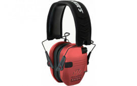 Walker's GWP-RSEM-COR Razor Slim Electronic Muff 23 dB Over the Head Polymer Coral Ear Cups with Black Headband & White Logo
