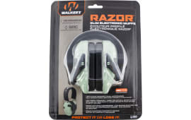 Walker's GWP-RSEM-SGN Razor Slim Electronic Muff 23 dB Over the Head Polymer Sage Green Ear Cups with Black Headband & White Logo Adult