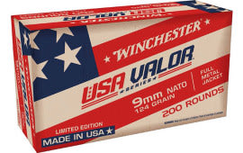 Winchester Ammo USA9NATOW USA Valor 9mm NATO 124 gr Full Metal Jacket (FMJ) - 200rd Box