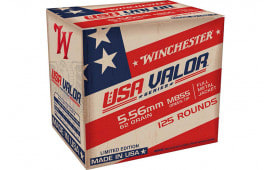 Winchester Ammo USA855125 USA Valor Rifle 5.56x45mm NATO 62 gr Full Metal Jacket Green Tip - 125rd Box