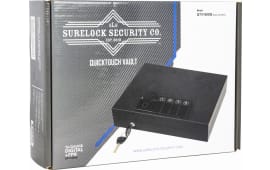 Surelock Security 3418945 QuickTouch 100 Digital Keypad/Biometric/Key Entry Matte Black Steel Holds 1 Handgun 2.56"H x 9.06"W x11.81"D