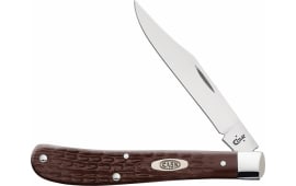 Case 00135 Trapper Slimline 3.25" Folding Clip Point Plain As-Ground Tru-Sharp SS Blade/Brown Jigged Synthetic Handle
