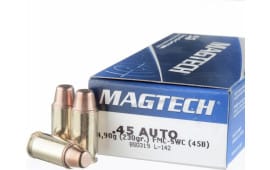 MagTech 45B Case, .45 ACP, 230 GR, Brass, Boxer, Reloadable, FMJ Semi Wadcutter - 1000 Round Case