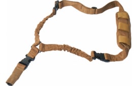 Rukx Gear ATICT1PST Tactical Single Point Sling 1.25" Wide Adjustable Bungee made of Tan Nylon with Foam Padding & Side Release Buckles