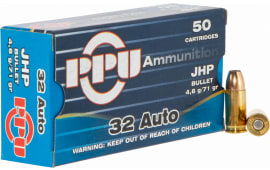 PPU PPD32A Defense 32 ACP 71 gr Jacketed Hollow Point (JHP) - 50rd Box