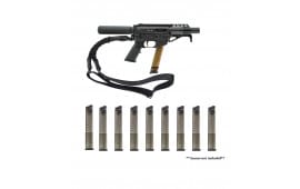 Freedom Ordnance FX-9 9mm Promo Pistol Pkg, 4" Bbl, Billet Rec's, M-Lok Rail, Black, W / Sling, 10-32 Rd ETS Glock Type Mags, & FX9 Foregrip - FX9P4T 