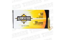 Armscor 30 Carbine 110 GR FMJ Ammo FAC30C1N 50rd box
