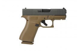 Glock G43X Sub-Compact Frame 10+1 3.41" Black GMB Barrel, Black nDLC Front Rail/Serrated Steel Slide, Flat Dark Earth Frame w/Beavertail, - UX4350201FRDE