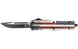 Templar Knife LWUS331 Wood US Flag Gen II Large 3.50" OTF Drop Point Plain US Flag Painted Wood Grain Aluminum Handle